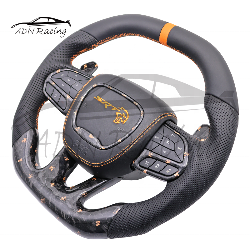 For DODGE Hellcat SRT Custom Carbon Fiber Steering Wheel 2014+