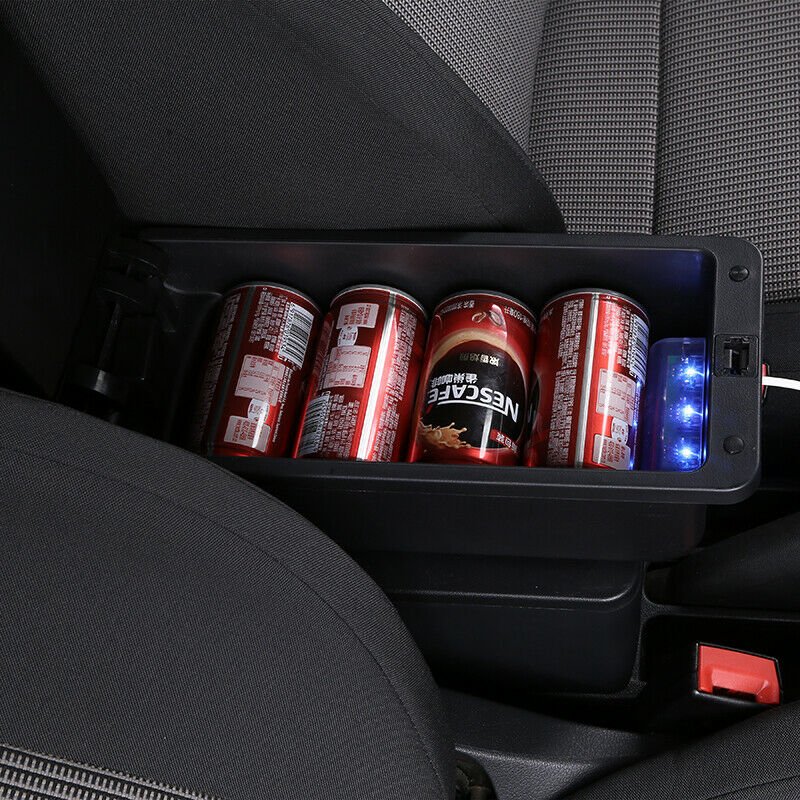 Armrest Console Storage Box for Nissan March Micra Double Layer Arm Rest Box with USB and Cup Holder