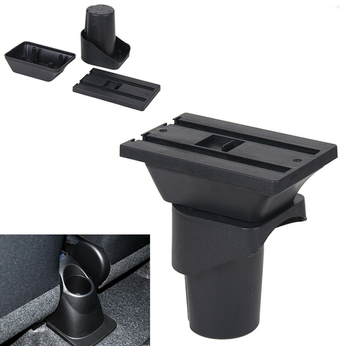 Armrest Console Storage Box for Nissan March Micra Double Layer Arm Rest Box with USB and Cup Holder