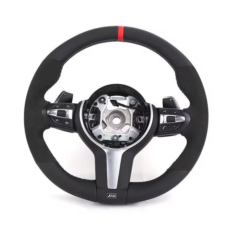 Alcantara Leather Red Top Strip M Sport Lenkrad Volante Steering Wheel for BMW 5 Series F10 F30 X5 E70 F15 F80 E90 E92 F20 F31