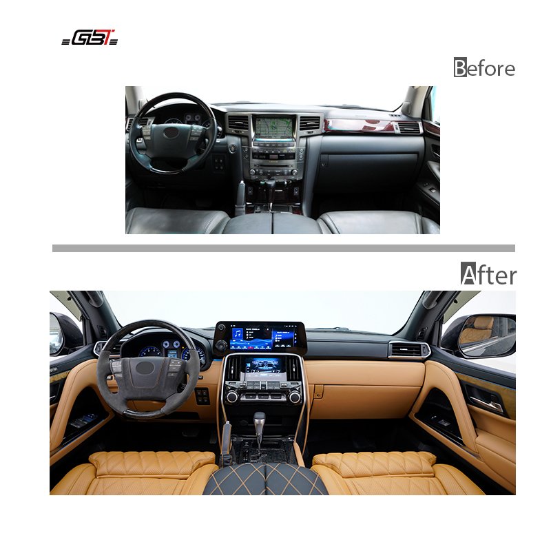 GBT Popular Lx570 to Lx600 Interior Upgrade LHD Instrument Panel Assembly Center Armrest Box Steering Wheel for 2008-2015 LX570