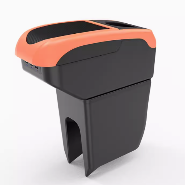 China EV Car Double Layers Slide USB Charger Design Black Pu Leather Car Armrest Console Box for Dongfeng Nano Box 2023-2024