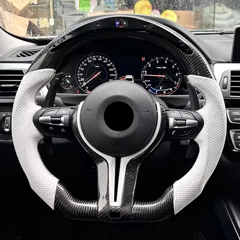 White Half Perforated Leather Carbon M Sport Steering Wheel for BMW F01 F11 F34 F35 F36 F30 F10 X5 F15 X6 F16 F02 F06 M3 M4 M5