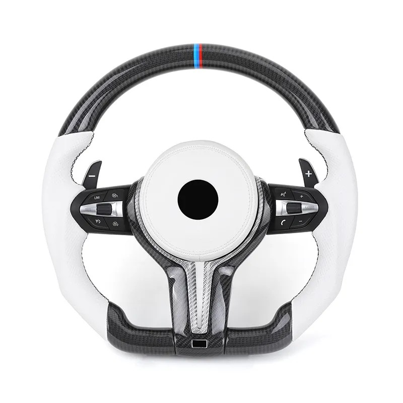 White Half Perforated Leather Carbon M Sport Steering Wheel for BMW F01 F11 F34 F35 F36 F30 F10 X5 F15 X6 F16 F02 F06 M3 M4 M5
