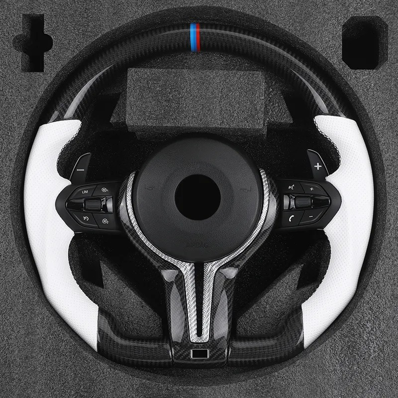 White Half Perforated Leather Carbon M Sport Steering Wheel for BMW F01 F11 F34 F35 F36 F30 F10 X5 F15 X6 F16 F02 F06 M3 M4 M5