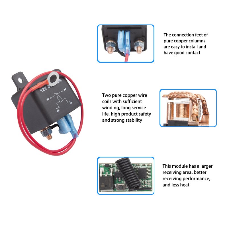 12V 250A Car Battery Breaker Wireless Remote Control Power Off Switch Start Relay Cable