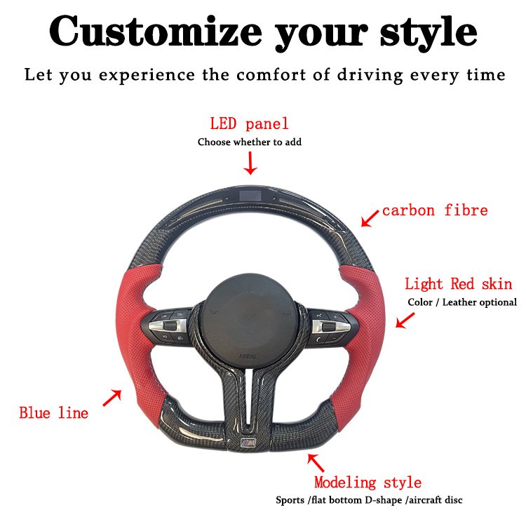 Red leather Carbon Fiber For BMW F35 F80 F10 F16 F25 F30 M3 M4 M2 M5 M7 LED Sport steering wheel