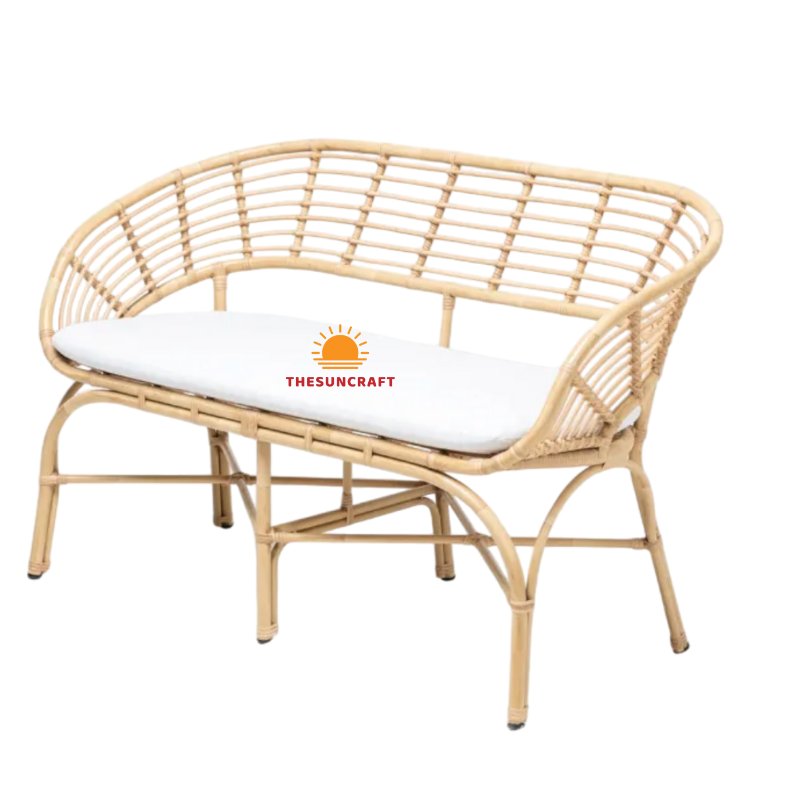 2024 Home Cafe Restaurant Design Rattan Chair Set Cheap Frame Armrest Sofa with Removable Fabric Cushion