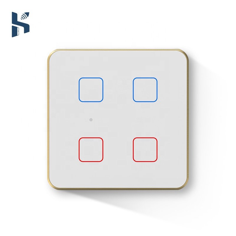 Smart Living 4 Gang Wall Light Control Switch 2M ZigBee Supports Alexa & Google Apps Touch Panel for Home Use 240V Indian Market