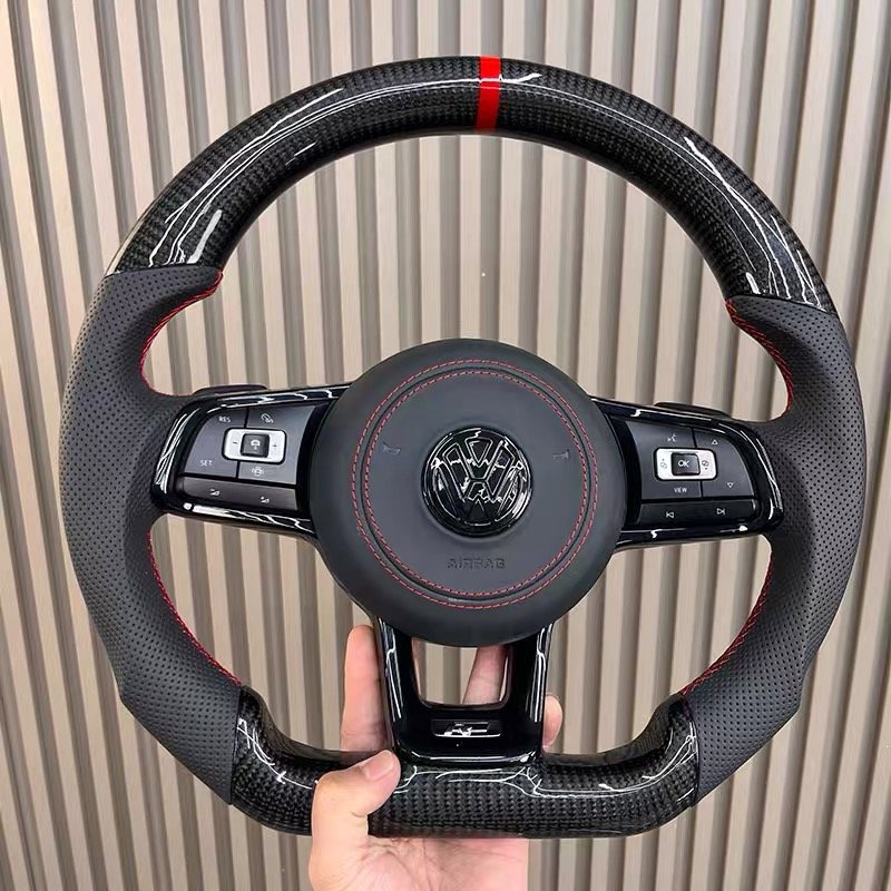 Custom Real Carbon Fiber Leather Car Steering Wheel Fit For Volkswagen VW golf 8 gti R Steering Wheel Carbon Fiber