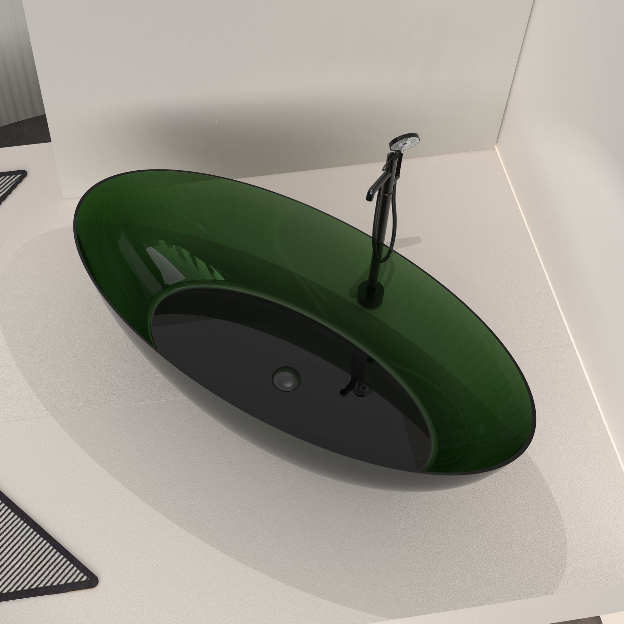 Custom Colors Hotel Luxury Freestanding Black Natural Stone Freestanding Shower Bathtub
