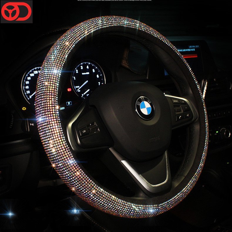 Universal luxury auto interior Accessories Anti-Slip Crystal Bling Rhinestones Car Steering Wheels Cover car accessories 2024