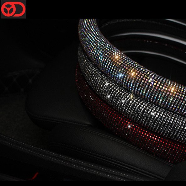 Universal luxury auto interior Accessories Anti-Slip Crystal Bling Rhinestones Car Steering Wheels Cover car accessories 2024