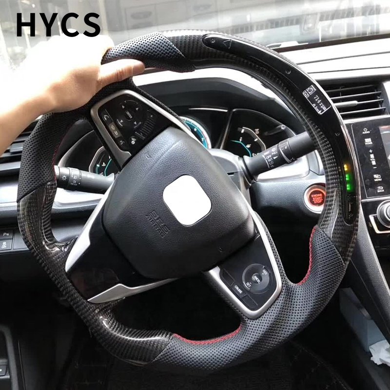 Custom Car Interior Alcantara LED Carbon Fiber Steering Wheel Cover for Honda Civic CRV Accord Odyssey
