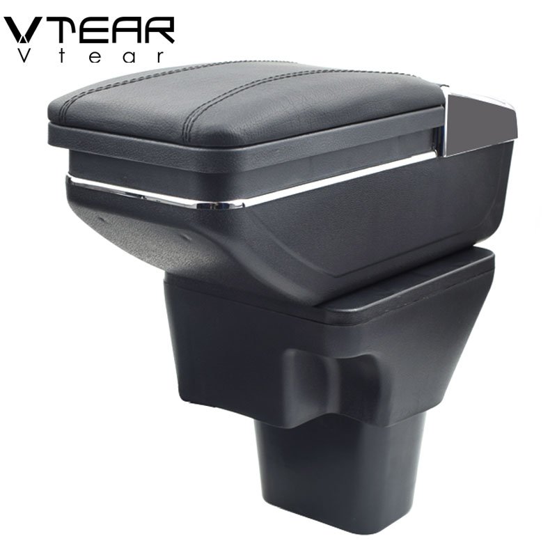 Vtear for Hyundai Accent Armrest Leather Central Store Storage Box Red Thread Car-styling Interior ABS Arm Rest Accessories Part