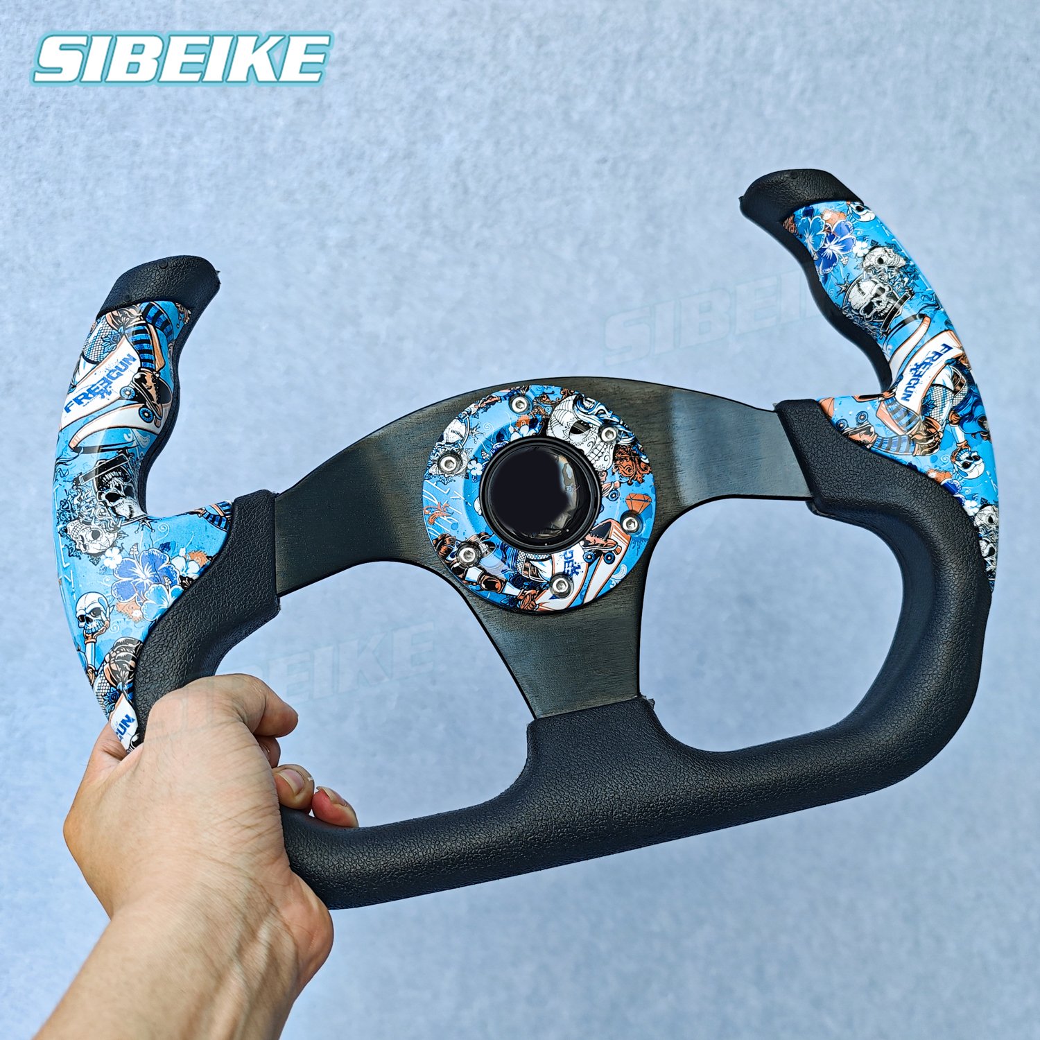 13inch Universal U Shape Racing PU Steering Wheel Graffiti Pattern Sports Steering Wheel