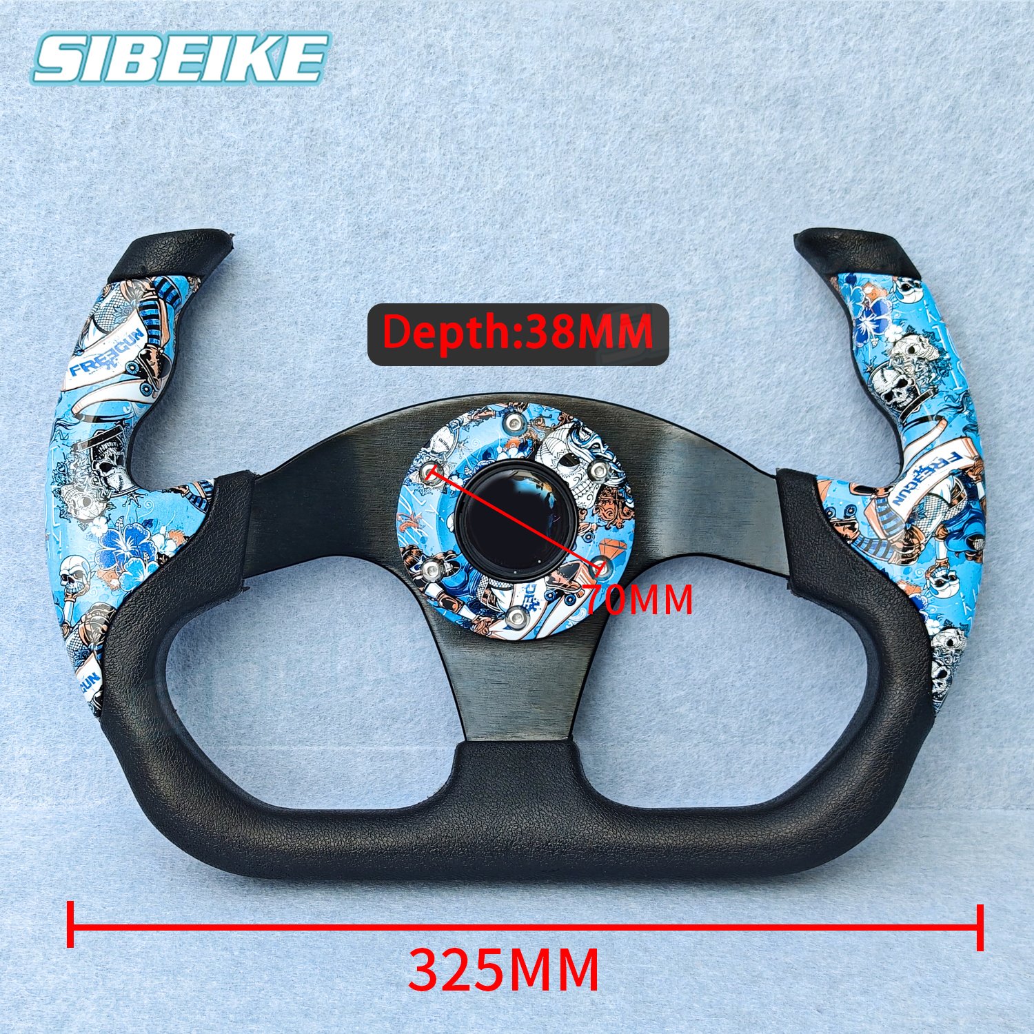 13inch Universal U Shape Racing PU Steering Wheel Graffiti Pattern Sports Steering Wheel