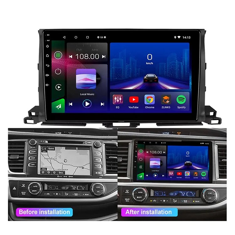 10 Inch Android Car Radio Dashboard Carplay Auto Audio Gps Navigation Autoradio For Toyota Highlander Kluger 2013 - 2018