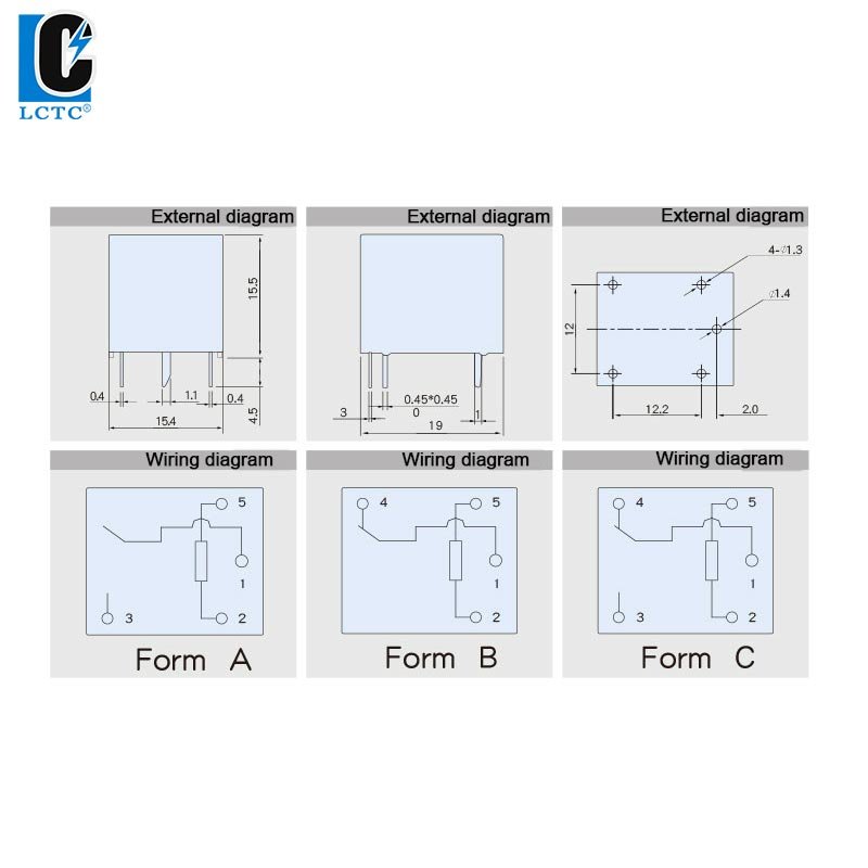 Auto Relay for Household Appliances 3V 5V 6V 9V 12V 24V 10A 250VAC 5 Pin 4 Pin