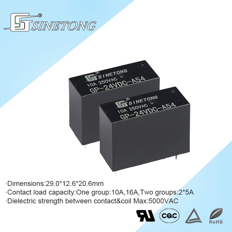 24V 10A Electromagnetic Miniature Power Relay Normal Open PCB Type Max 20A Switching Current Sealed Protection