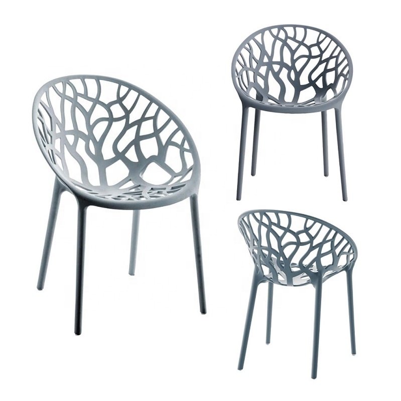 China Factory Wholesale Outdoor Furniture Stacking Plastic Chair With Coral Shape Polypropylene Seat