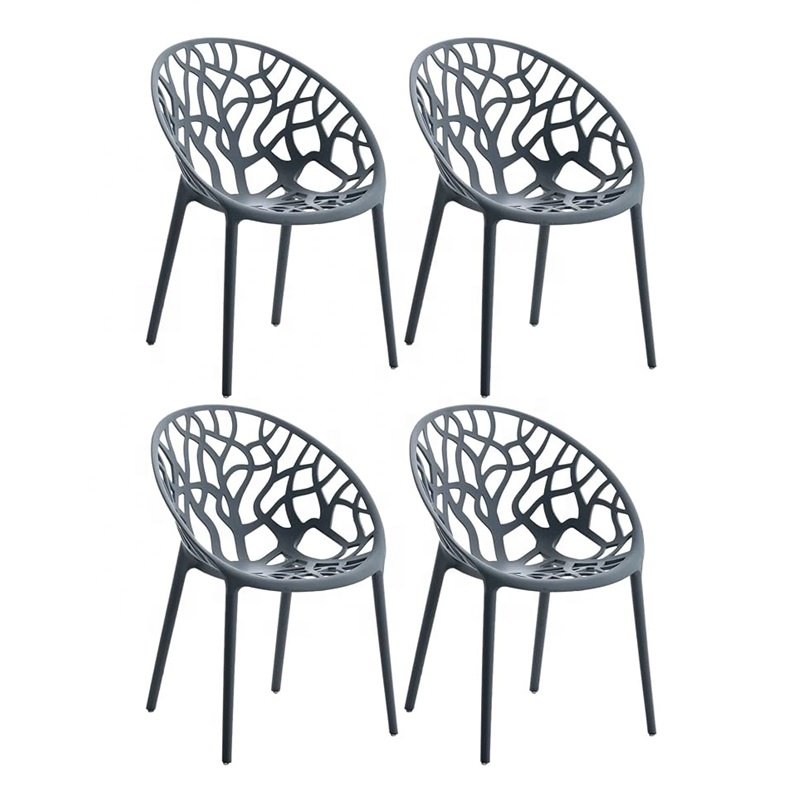 China Factory Wholesale Outdoor Furniture Stacking Plastic Chair With Coral Shape Polypropylene Seat