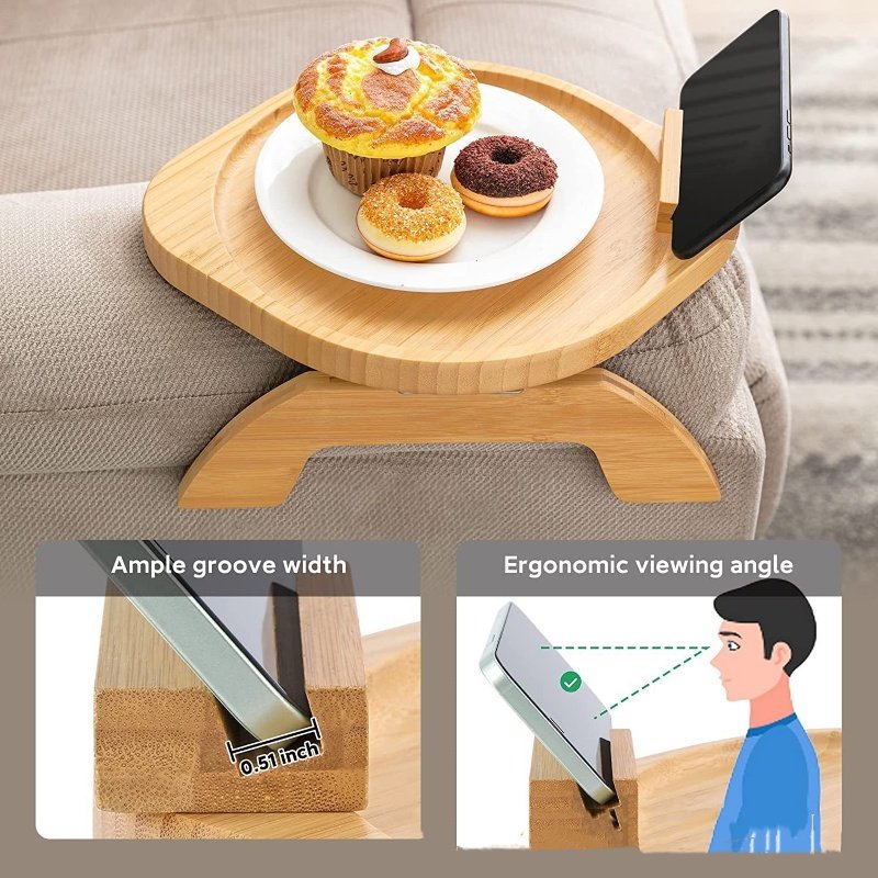Wholesale Natural Wood Breakfast Table Bamboo Serving Tray Foldable Desk Camping Table with Handle Dinnerware Sets