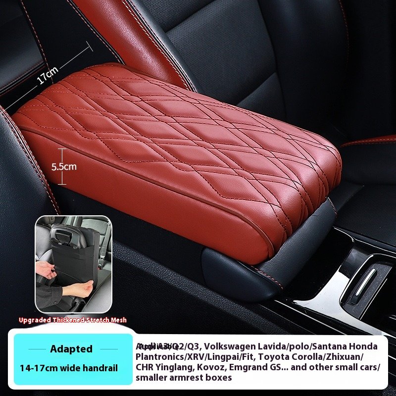 Wave Embroider Pu Leather Car Armrest Mat Center Console Arm Rest Protection Cushion Auto Armrests Storage Box Cover Pad