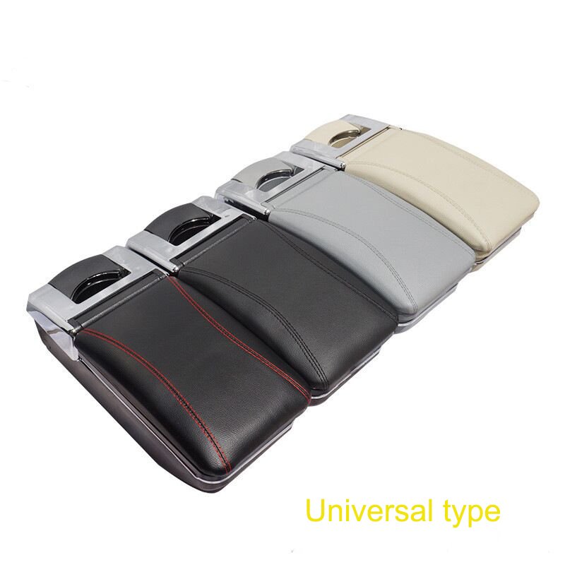 Car Multi Armrest Center Console Organizer Double Storage Boxes With LED Light Ashtray Auto Universal Armrest Console Box