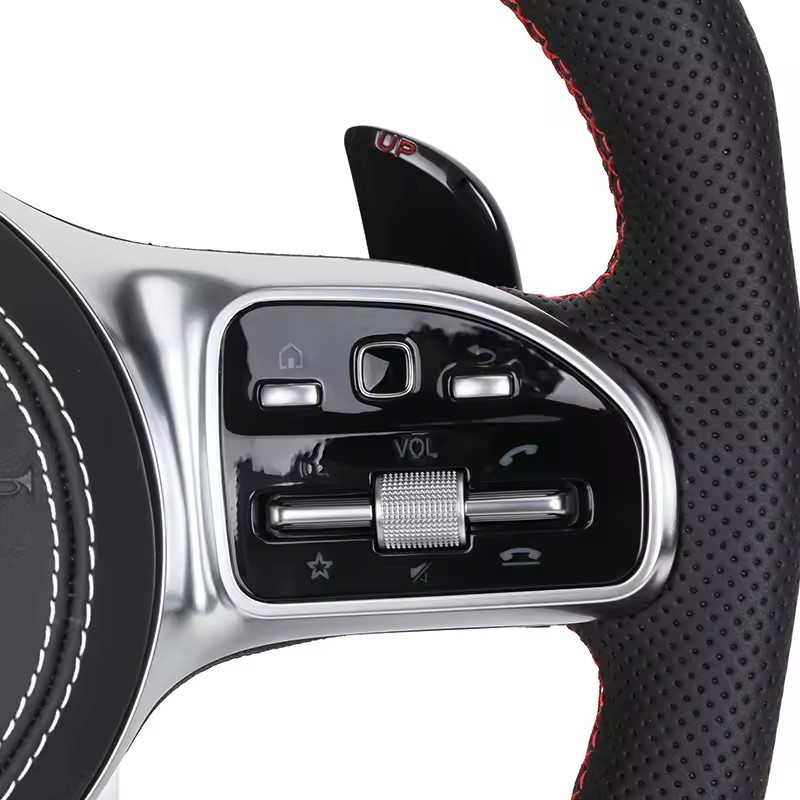 Custom Half Perforated Leather Carbon LED Steering Wheel for Mercedes W205 W213 W219 X290 W216 CL W222 C238 GLA45 e63s C63 AMG