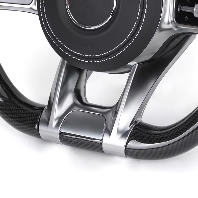 Custom Half Perforated Leather Carbon LED Steering Wheel for Mercedes W205 W213 W219 X290 W216 CL W222 C238 GLA45 e63s C63 AMG