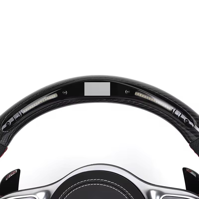 Custom Half Perforated Leather Carbon LED Steering Wheel for Mercedes W205 W213 W219 X290 W216 CL W222 C238 GLA45 e63s C63 AMG