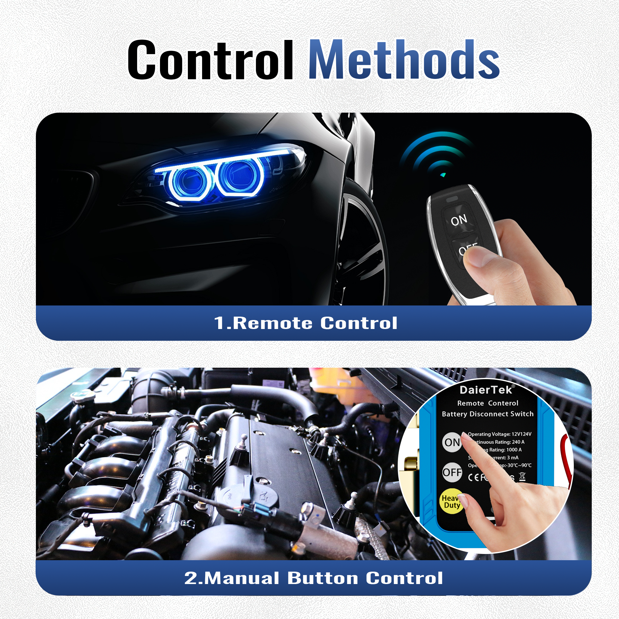12V 240A Remote Battery Disconnect Switch Automatic Power Shut Off Kill Switch Remote Control Switch for Auto Car RV