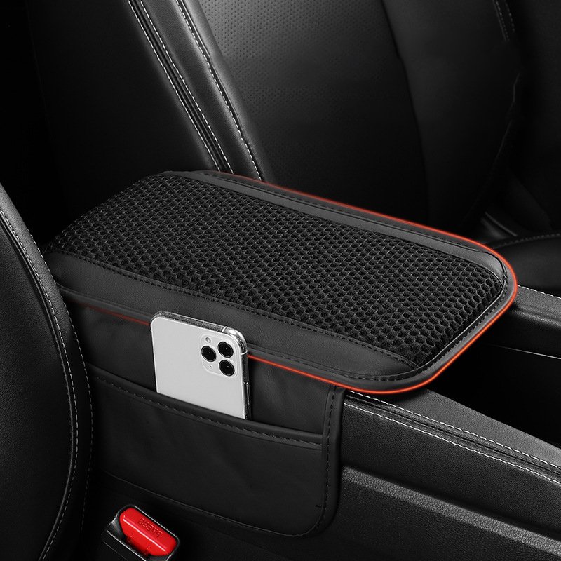 PU Leather High Quality Car Seat Armrest Protective Pad Organizer Breathable Memory Cotton Mat Car Phone Holder Car Storage Bag