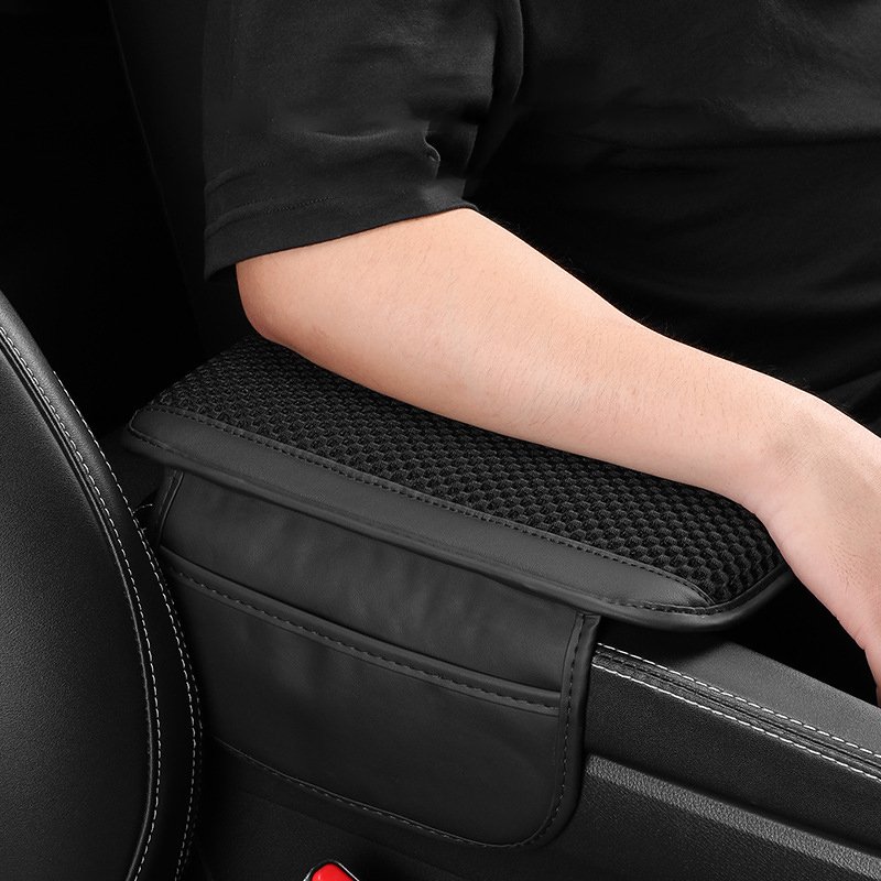 PU Leather High Quality Car Seat Armrest Protective Pad Organizer Breathable Memory Cotton Mat Car Phone Holder Car Storage Bag