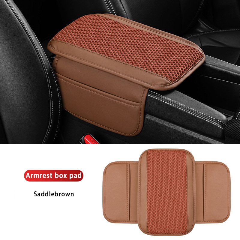 PU Leather High Quality Car Seat Armrest Protective Pad Organizer Breathable Memory Cotton Mat Car Phone Holder Car Storage Bag