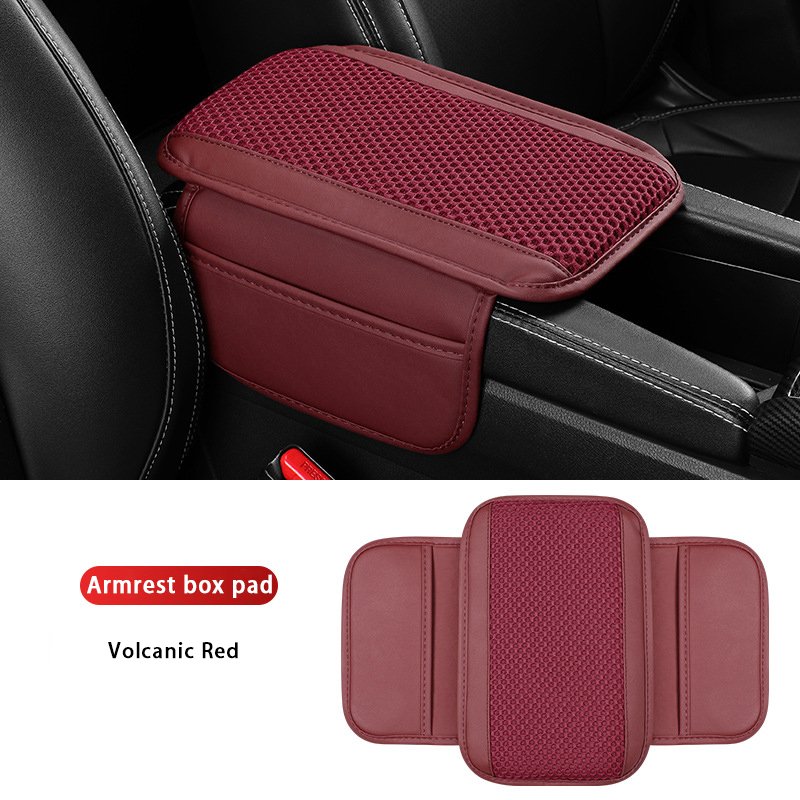 PU Leather High Quality Car Seat Armrest Protective Pad Organizer Breathable Memory Cotton Mat Car Phone Holder Car Storage Bag