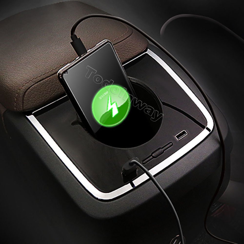 Car Shiny Rear Armrest Cup Holder Storage Box Usb Charging Port for VOLVO Xc60 Xc90 S60 V60 2021-2024 Modify