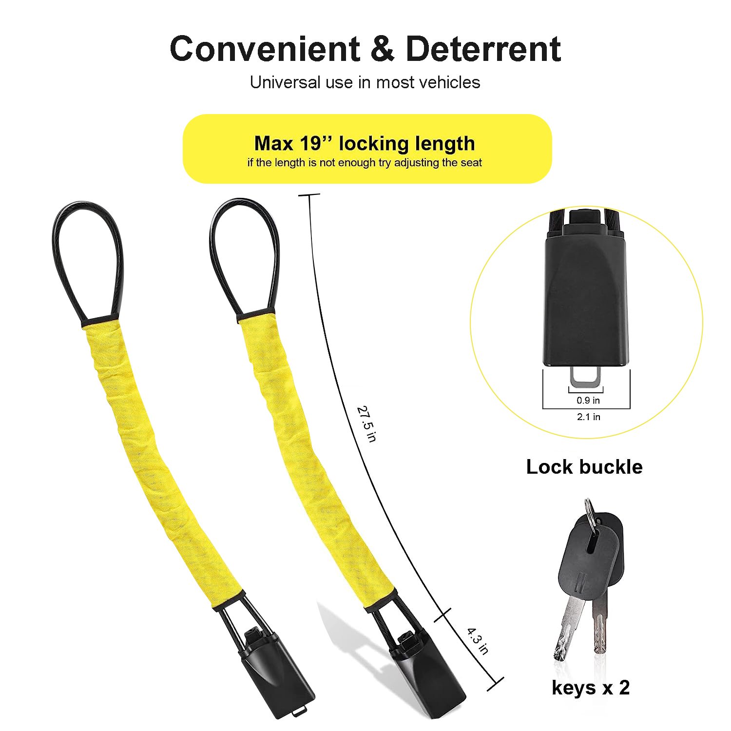 Universal Car Lock Steering Wheel Lock Theft Prevention Car Steering Wheel Lock Anti-Theft Device with Key
