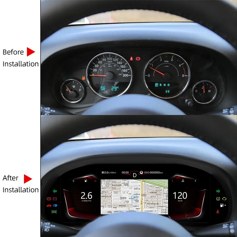 12.3 INCH screen LCD Dashboard speedometer digital cluster for jeep wrangler LCD instrument panel 2011-2017