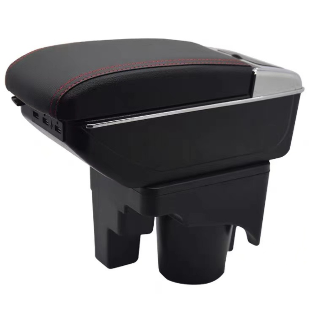 Germany Car Double Layers Slide USB Design Pu Leather Car Armrest Console Box for VW Golf 4