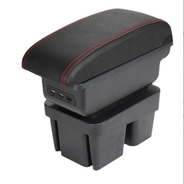 Germany Car Double Layers Slide USB Design Pu Leather Car Armrest Console Box for VW Golf 4