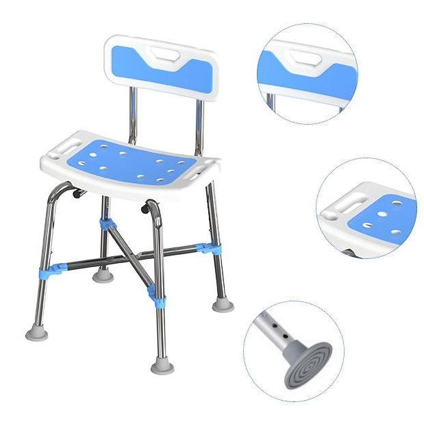 Dearevery Aluminum Alloy Medical Bath Shower Chair Armrest Adjustable Height Bath Tub Bench Elderly Seat