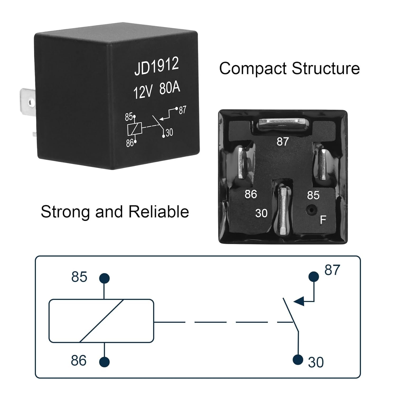 12V Pre-Wired Fuse Relay Box Kit 12 AWG 2 Relays 6 ATC/ATO 4-Pin 80A Relay Fuse Block 12 AWG Pre-Wired 2 Relays 6 ATC/ATO Fuse