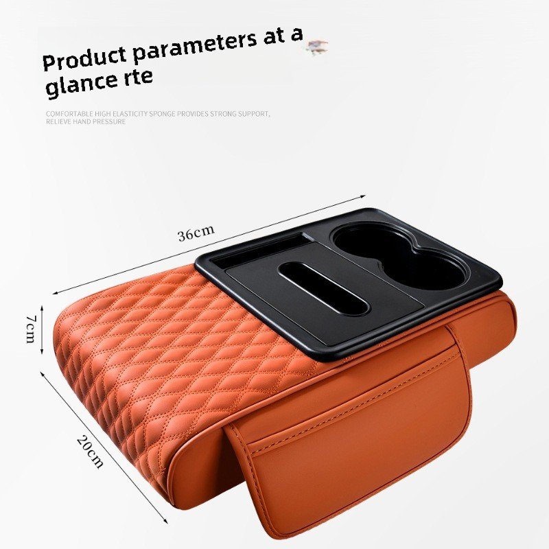 5-in-1 Multifunctional Leather Car Armrest Pad Universal All Seasons Front Cup and Tissue Holder with Box Storage
