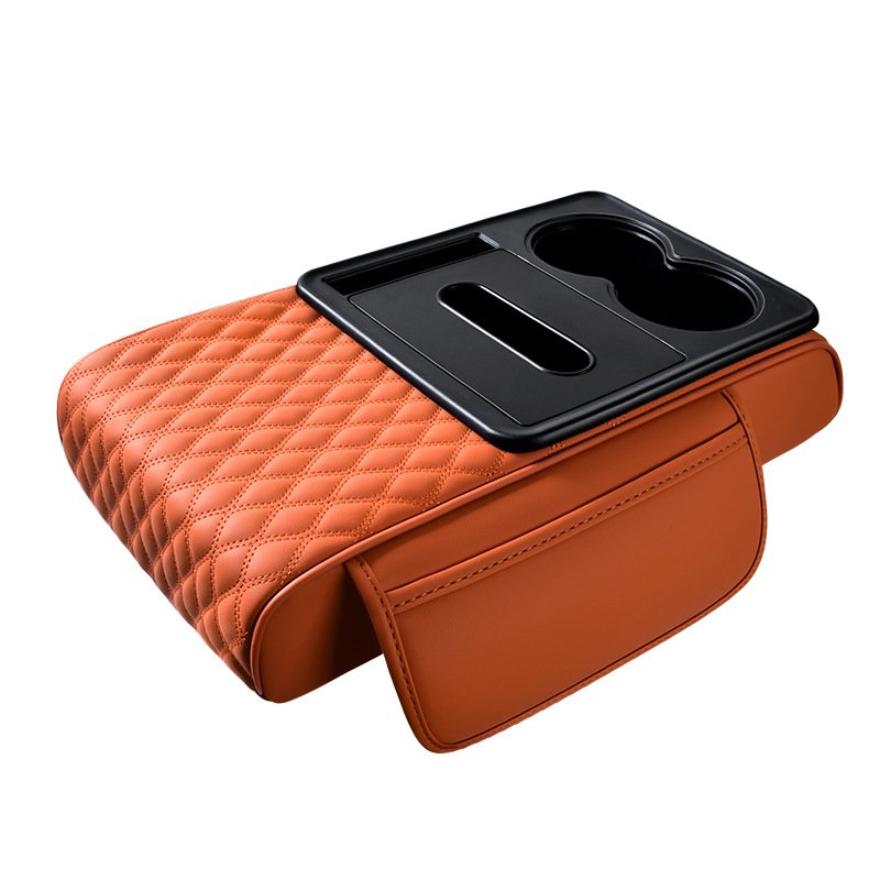 5-in-1 Multifunctional Leather Car Armrest Pad Universal All Seasons Front Cup and Tissue Holder with Box Storage