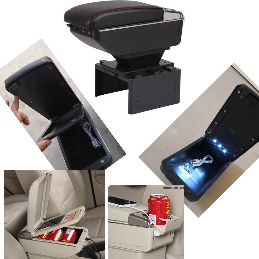 Universal Car Armrest Boxes With USB Multi-function Auto Central Console Arm Rest Box Durable