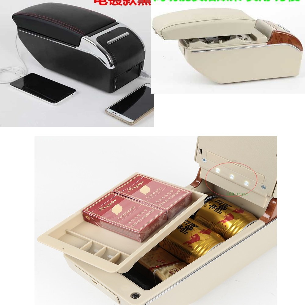 Universal Car Armrest Boxes With USB Multi-function Auto Central Console Arm Rest Box Durable