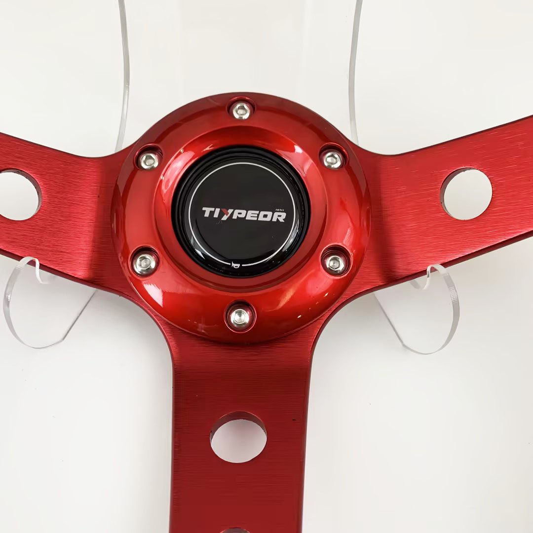 Tiypeor 350mm 14inch Deep Dish 6 Bolt Racing Steering Wheel PU Leather Sport Steering Wheel