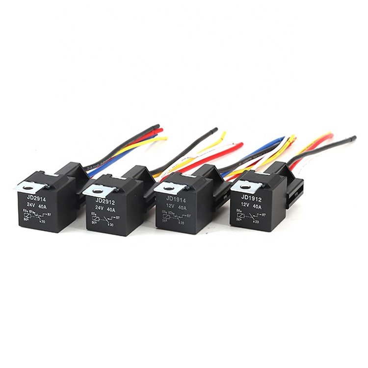 12V 24V Auto Car Relay 4 Pin 5 Pin 12V 40A Waterproof Universal Automotive Relay JD1914 JD2914 With Harness